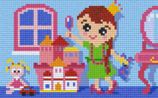Girl Playing Two [2] Baseplate PixelHobby Mini-mosaic Art Kits